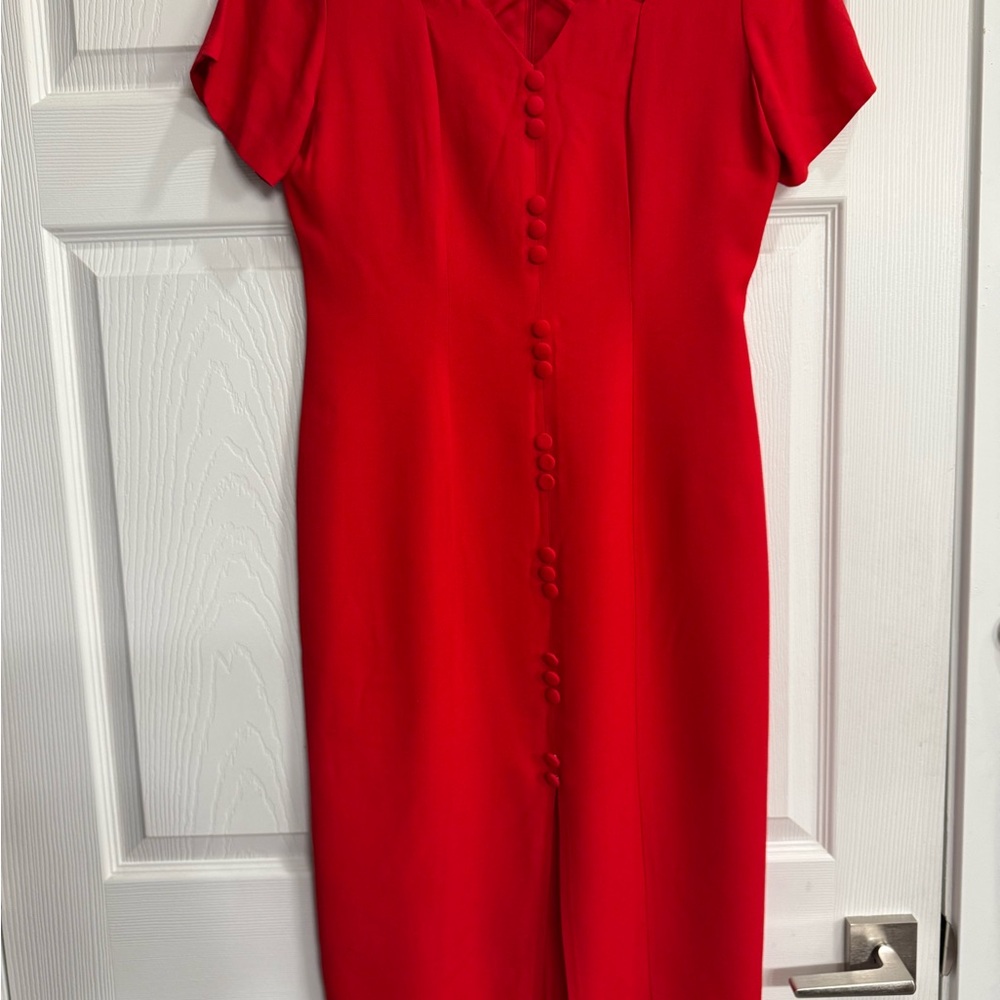 Dawn Joy Elegant Red Button-Down Dress Size 4P